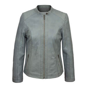 Alta calidad al aire libre de manga larga invierno otoño Biker ejército verde chaqueta de cuero genuino para las mujeres - Product Image 5