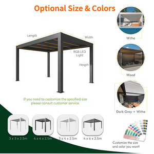 Pérgola Solar Impermeable Bioclimática, Gazebo para Exteriores con Techo de Láminas Motorizadas y Paneles Solares - Product Image 2