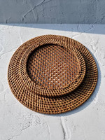 Ensemble de 3 plaques de chargement en rotin, ensemble d'assiettes décoratives pour décoration de Table, centres de Table et décoration de mariage