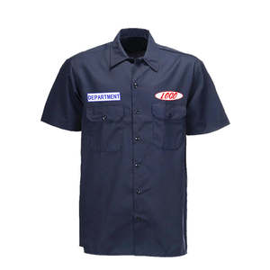 Uniformes de personnel d'entretien hôtelier sur mesure en gros, manches longues, surdimensionnés, impression de logo sur le col, boutonné - Product Image 3