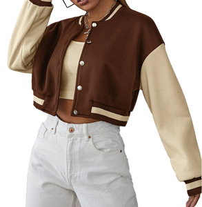 meroon womwns Fashionable Unisex Canvas Varsity Bomber Jacket with Stand Collar <b>Winter</b> Ready Front Logo - Product Image 6