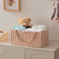 Organisateur de couches pour bébé KUYUE, paniers de rangement en corde de papier, bac de rangement pour la crèche avec séparateur amovible, organisateur de voiture portable.