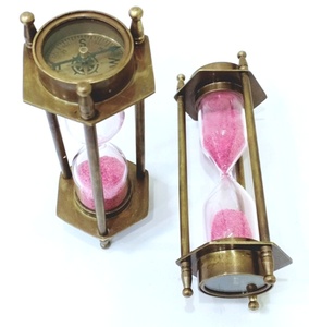 Minuterie de sable nautique en laiton Antique sablier Table horloge boussole à collectionner cadeau Maritime article - Product Image 1