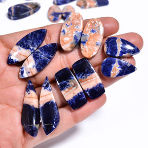 Par de cabujones de sodalita Natural 100%, piedras preciosas de cuarzo sueltas para hacer joyas, formas y tamaños mixtos - Product Image 6