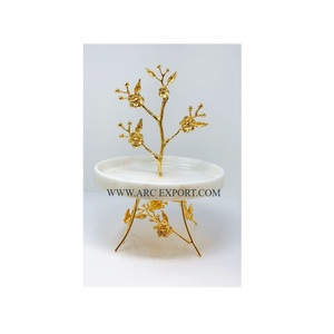 โต๊ะหินอ่อนแข็งตกแต่งดอกไม้แบบตั้งโต๊ะขัดเงาสีทองเครื่องใช้ในครัวและบ้านแบบดีลักซ์ - Product Image 1