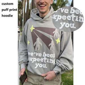 Sweats à capuche personnalisés pour hommes de qualité de luxe 100% coton poids lourd bouffée impression pull Streetwear surdimensionné pour l'hiver - Product Image 2