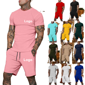 Ensemble décontracté pour homme 2025, 2 pièces, t-shirt à manches courtes en coton respirant et short uni pour l'été - Product Image 1