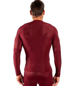 Camiseta Deportiva de Manga Larga para Hombre, Camiseta Deportiva Térmica para Gimnasio, Color Rojo, Lisa - Product Image 4