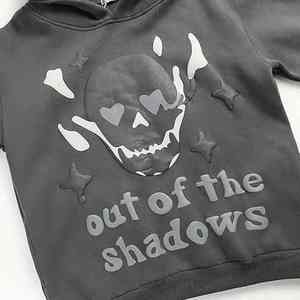 Alta calidad 2025 sudaderas con capucha de gran tamaño pesadas desgastadas Impresión de hojaldre lavado con ácido logotipo personalizado Venta caliente - Product Image 2