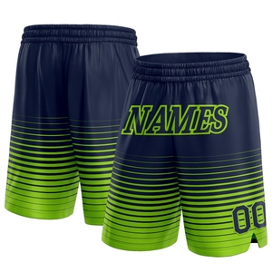 Shorts de basketball personnalisés Industrie Direct, bleu marine, vert néon, à rayures fines, délavé, tendance, authentiques - Product Image 1