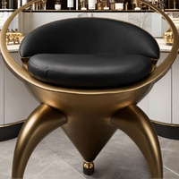 Tabouret de bar moderne de luxe en métal doré et cuir, couleur personnalisable pour hôtel, salon, chambre, salle à manger extérieure
