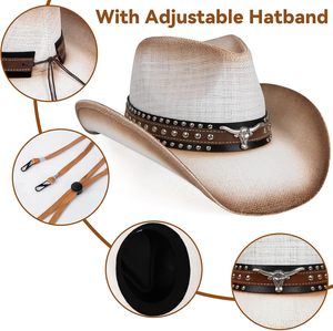 Sombrero de Vaquero de Cuero, Estilo Occidental, Casual, Ajustable, Ala Ancha, Unisex para Adultos - Product Image 4