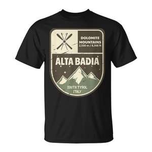 Alta Badia Dolomite Mountains Italie T-shirt vintage unisexe adulte S M L XL XXL - Product Image 1