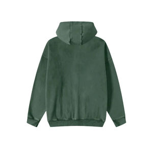 Sweat-shirt à capuche surdimensionné en coton 100% lavé, à fermeture éclair, style vintage, lavage à l'acide, logo personnalisé, pour hommes et femmes - Product Image 2