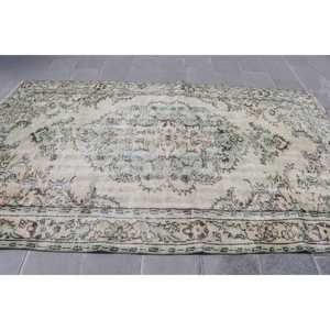 Tapis de 5,2 x 9,5 pieds, tapis turc vintage, tapis persan vert - Product Image 3