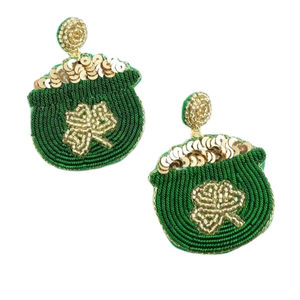 Boucles d'oreilles Leprechaun chapeau de mode. St. Le jour de Patrick-st. Boucles d'oreilles pat d'Inde boucles d'oreilles faites à la main pour femmes et filles - Product Image 2
