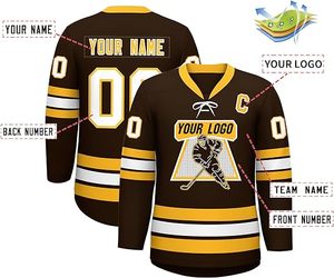 โพลีเอสเตอร์ 100% เสื้อฮ็อกกี้น้ําแข็งแบบกําหนดเอง ชุดฮ็อกกี้น้ําแข็งแบบกําหนดเอง เสื้อแขนยาวและกางเกงขาสั้นแบบสบาย ชุดเต็ม - Product Image 3
