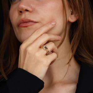 14K Solid Gold Modern Diamond <b>Ring</b> VS1 Lab Grown Diamond <b>Chunky</b> Stacking <b>Ring</b> Statement Jewelry Gift for Women - Product Image 6