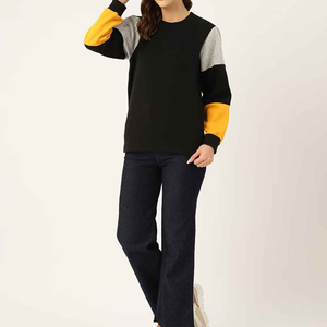 2025-26 última sudadera de mujer de cuello redondo teñido liso de talla grande pulóver sudadera para ropa de invierno sudadera al por mayor OEM - Product Image 3