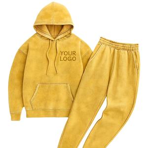 Nouvel Arrivage Survêtement Homme Streetwear Personnalisé Délavé à l'Acide Grande Taille Logo Personnalisé Confortable Coupe Ample Décontracté - Product Image 1