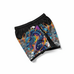 Pantalones Cortos de Malla para Hombre al por Mayor, Transpirables, con Gráfico de Dragón Azul, Estilo Japonés, Hip Hop, para Verano - Product Image 4