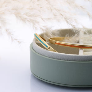 Brazalete de diseño delicado de esmalte turquesa, joyería hecha a mano turca al por mayor de Plata de Ley 925 - Product Image 4