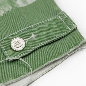 Vente en gros de vestes à la mode Veste en jean décontractée de couleur unie avec poche pour homme Veste teinte en vert Veste peinte personnalisée avec boutons - Product Image 4