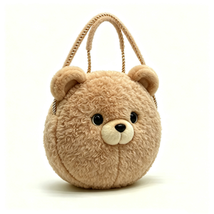 customized <b>Cute</b> brown <b>bear</b> plush purse with gold chain,Fluffy animal-shaped chain crossbody bag,Plush teddy <b>bear</b> chain handbag - Product Image 1