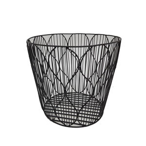 Panier en fil de fer en métal au design classique de forme ronde fini noir pour panier de rangement de fruits et légumes de cuisine de table - Product Image 1