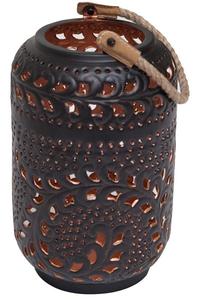 Farol Metálico Marroquí Vintage con Asa de Cuerda, Portavelas de Hierro con Patina Verdigris Antigua para Jardín o Boda - Product Image 6