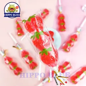 Jawbreaker清真大粉色草莓形状棒棒糖中国制造商廉价糖果批发
