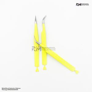 Pinzas de pestañas amarillas personalizadas de etiqueta privada con mango de corazón pinzas de extensión de pestañas con pinzas de pestañas de agarre de fibra de corazón - Product Image 2