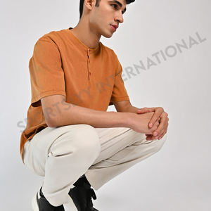 Camiseta de Punto Extra Grande para Hombre, 100% Algodón, Super Pesada, 250 g/m², Cuello Redondo Simulado, Logotipo Frontal, Diseño Liso, Venta al Por Mayor - Product Image 5