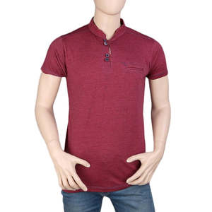 เสื้อยืดคอกลมแขนสั้นผู้ชาย - สีน้ำตาลแดง - Product Image 3