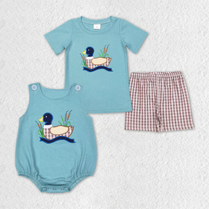 ชุดเสื้อผ้าเด็กผู้ชาย RTS Summer Brother ชุดเสื้อผ้าเด็กบูติก ลายล่าเป็ด ชุดสองชิ้น - Product Image 1