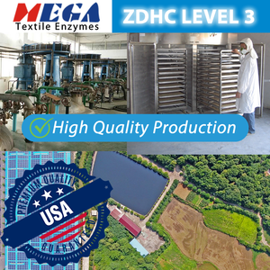 Enzyme liquide MEGA Cellulase pour lavage acide du denim, haute concentration, certifié ISO, pH 5,5-7,5, activité enzymatique - Product Image 4