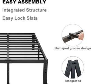 TRIHO Lit en fer moderne THF-1282 Cadre de lit en acier à support solide avec fondation à lamelles pour meubles de maison Meubles de chambre à coucher - Product Image 6