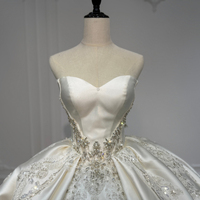 Jancember XS265 Glänzendes Satin Sweetheart Elfenbein Hochzeitskleid Brautkleid