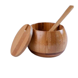 Juego de Azucareros de madera de color marrón superventas hecho a mano con cuchara, juego de cuencos de sal y pimienta de madera de tamaño personalizado - Product Image 2