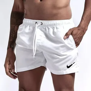 Мужские летние быстросохнущие дышащие пляжные шорты с логотипом на заказ, плавки для мужчин, белые шорты для 2023