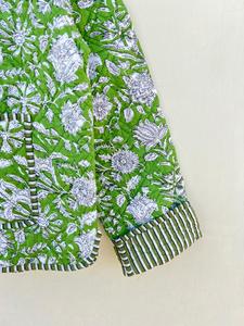 Kimono acolchado con estampado de bloque de mano indio para mujer, chaqueta con patrón Floral, Jersey transpirable de algodón para todas las estaciones, botón - Product Image 3