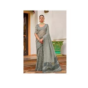Nueva Colección AG EXPORT, Saree de Seda Pura Estampada de Secado Rápido con Borde de Encaje, Estilo Étnico Indio para Todas las Temporadas - Product Image 1
