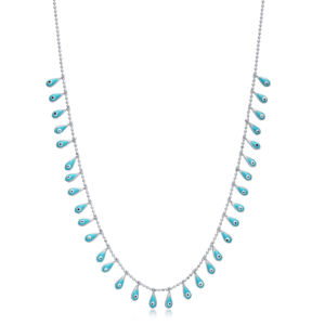 Pear Shape Turquoise Enamel Eye Design Plain Shaker <b>Necklace</b> Wholesale Handmade Turkish 925 <b>Sterling</b> <b>Silver</b> Jewelry - Product Image 5
