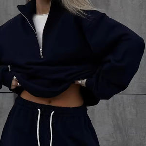 Conjunto Deportivo Personalizado de Algodón Grueso con Sudadera con Cierre de Cremallera y Pantalones Deportivos, Conjunto de Dos Piezas - Product Image 4