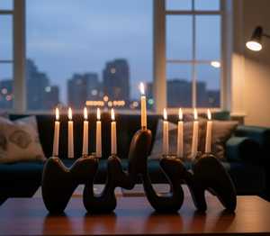 Hanukkah menorah เชิงเทียน9สาขา, เชิงเทียน hanukkiah แบบดั้งเดิมสำหรับงานเทศกาลไฟ Hanukkah - Product Image 4