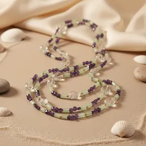 Collier multi-brins en améthyste et cristal de quartz pour femme - Product Image 2