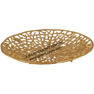 Bandeja de uso de cocina de lujo para decoración del hogar, bandeja de Metal chapado en oro con mango, vajilla de restaurante y bandeja de boda - Product Image 1