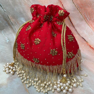Nuevo bolso de noche de embrague de seda de moda con patrón de avestruz y Media Luna bordado Zari para bodas y fiestas - Product Image 1