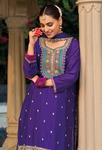 Latest Designer Collection Hevey Chinon salwar suit with Floral Embroidered Chiffon Dupatta for party - Product Image 4