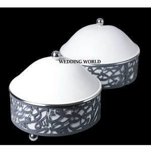 Juego de tres hotpot de nácar de metal, nueva colección para calentador de alimentos de Ramadán, hotpot de metal aislado de forma redonda - Product Image 3